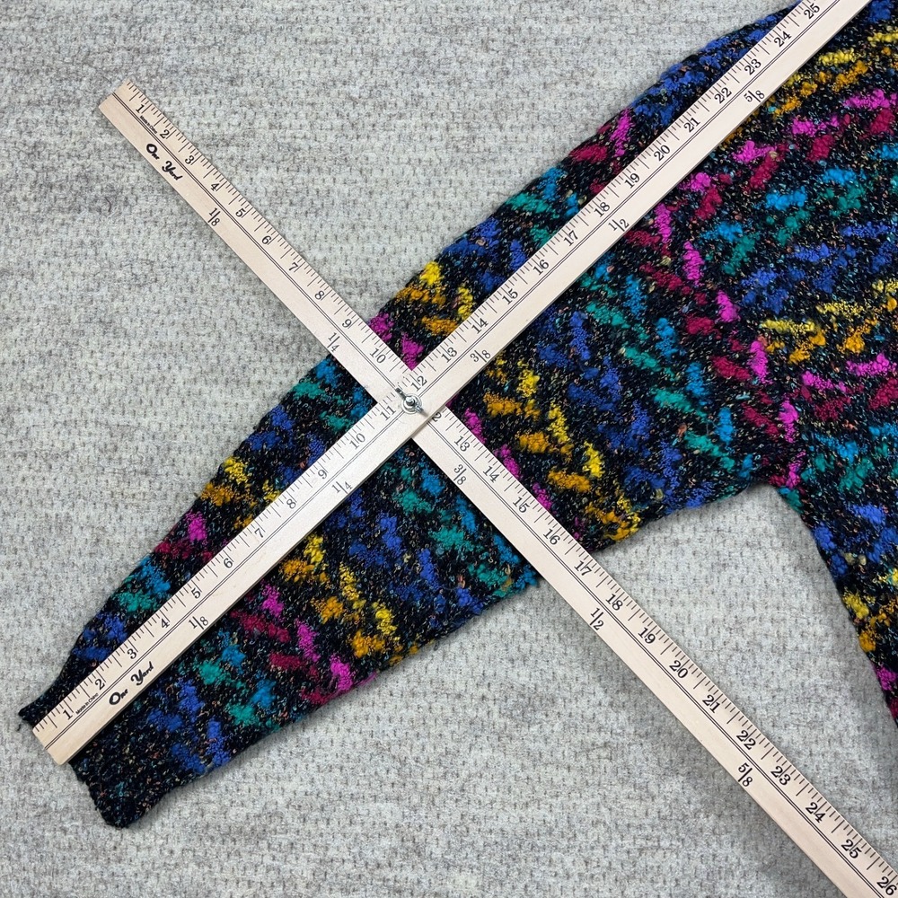 Vintage Koret Cardigan Sweater Women XL Multi Pink Blue 90s Grandpa Boho Knit - Picture 9 of 10
